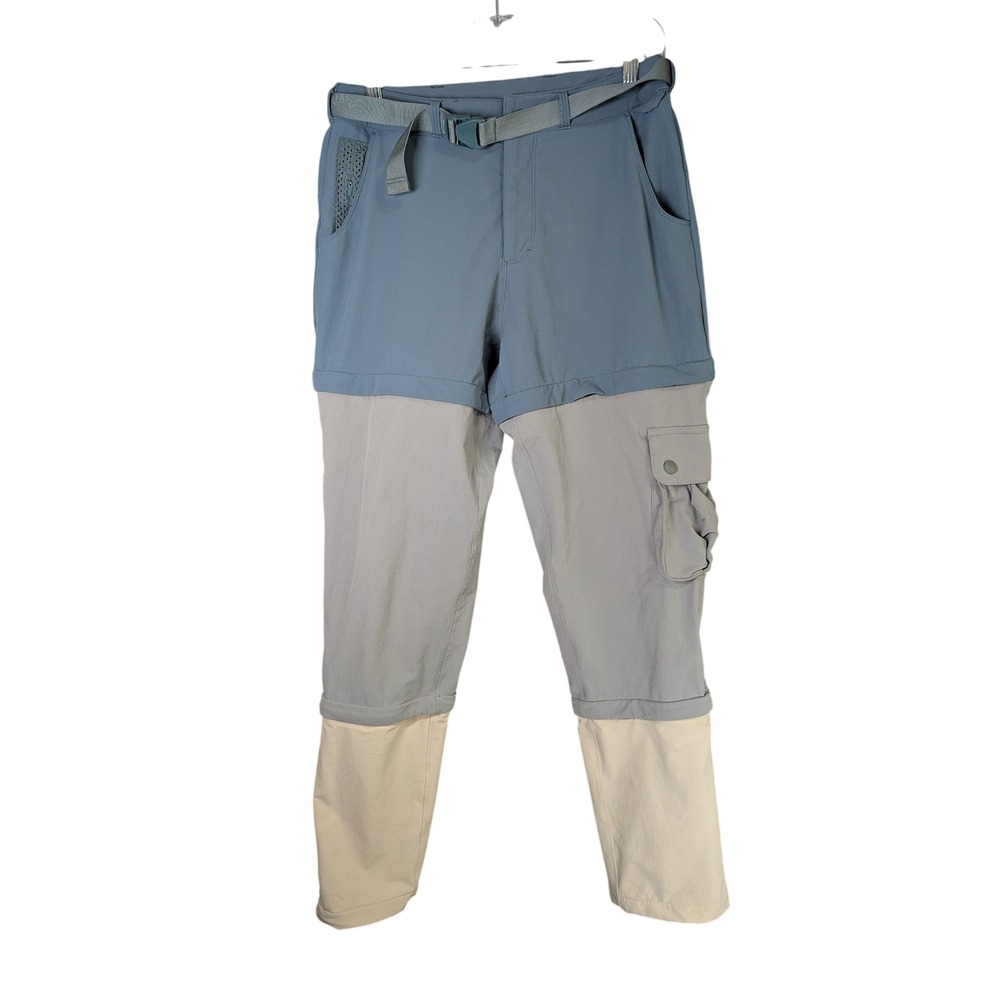 Outdoor Voices RecTrek Pants Womens S Blue Gray Tan Zip Off Convertible Hiking